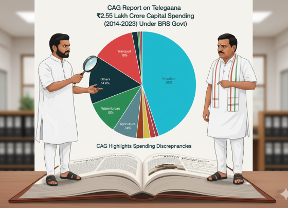 Shocking Reality: Telangana's Misplaced Development Priorities Under BRS Regime (2014-2023) - CAG Report Exposes ₹2.55 Lakh Crore Capital Spending Pattern The recently released Comptroller and Auditor General (CAG) report on Telangana's fiscal management during the Bharat Rashtra Samithi (BRS) regime from 2014 to 2023 has unveiled a startling pattern of development spending that prioritized irrigation infrastructure over critical social sectors. The comprehensive analysis reveals how 45% of every ₹100 spent on capital projects went to irrigation (primarily the controversial Kaleshwaram project), while schools received merely ₹1 and hospitals got only ₹2 per ₹100 of development expenditure. Capital expenditure allocation per ₹100 in Telangana (2014-2023) showing irrigation received ₹45 while education got only ₹1 The Stark Reality of Development Fund Allocation Capital Expenditure Breakdown: A Tale of Skewed Priorities Over nine years of BRS governance, Telangana spent a massive ₹2.55 lakh crore on capital projects, with the allocation pattern revealing concerning priorities that favored large-scale infrastructure projects over essential social services. The CAG data shows that irrigation and flood control received ₹1.15 lakh crore (45%) of the total capital expenditure, predominantly channeled into the Kaleshwaram Lift Irrigation Project. This allocation pattern becomes even more troubling when compared to social sector spending. Education infrastructure received a meager ₹2,550 crore (1%), while health infrastructure was allocated ₹5,500 crore (2%). Transport and roads, the second-largest recipient, received ₹16 per ₹100, highlighting the government's emphasis on physical infrastructure over human development. Pie chart showing 45% of Telangana's capital expenditure went to irrigation (Kaleshwaram) while health got only 2% Revenue Expenditure: Committed Costs Dominated Spending The revenue expenditure pattern further illustrates the fiscal challenges faced during the BRS regime. For every ₹100 of revenue expenditure, ₹30 went to salaries, pensions, and interest payments - representing committed expenditure that left limited fiscal space for discretionary spending. Education operations, primarily teacher salaries, consumed ₹20 per ₹100, while health operations received only ₹7 per ₹100 of revenue expenditure. The heavy burden of committed expenditure severely constrained the government's ability to invest in quality improvements and infrastructure development in critical sectors like health and education. Kaleshwaram Project: A Financial Albatross Project Cost Escalation and Economic Viability Crisis The Kaleshwaram Lift Irrigation Project, touted as the world's largest multi-stage lift irrigation scheme, has become synonymous with fiscal mismanagement and cost overruns. Originally estimated at ₹38,500 crore under the previous PCSS project, the cost escalated to ₹81,911 crore when re-engineered as Kaleshwaram, and the CAG now projects the final cost could exceed ₹1.47 lakh crore. The CAG report delivers a damning verdict on the project's economic viability, calculating a Benefit-Cost Ratio (BCR) of just 0.52, meaning every rupee spent yields only 52 paise in returns. This falls far below the minimum BCR of 1.0 required for project viability, indicating the project was "ab-initio, economically unviable". Massive Operational Cost Burden Beyond the capital cost crisis, Kaleshwaram saddles the state with enormous operational expenses. The project requires 8,459.10 MW of power - representing 46.82% of Telangana's total installed capacity - resulting in an annual electricity bill of approximately ₹10,000 crore. The total annual operational cost, including maintenance and debt servicing, could reach ₹25,000 crore per year. Delivery Failure: Promises vs Reality Despite the massive expenditure, Kaleshwaram's delivery has been abysmal. The CAG found that by March 2022, only 40,888 acres of new command area had been created against the targeted 18.26 lakh acres. This represents a stunning failure rate of over 97%, with the cost per acre of irrigation coming to ₹11.45 lakh compared to ₹93,000 achieved by previous governments. Social Sector Neglect: Health and Education Underfunding Healthcare Infrastructure Crisis The BRS government's neglect of healthcare infrastructure is evident in both absolute numbers and comparative analysis. Health expenditure as a percentage of total spending declined from 4.67% in 2018-19 to 4.57% in 2022-23, falling far short of the National Health Policy 2017 target of 8% of the state budget. The CAG audit covering 2016-2022 found that health sector expenditure ranged between 2.53% to 3.47% - less than 50% of the specified norm. Capital expenditure on health showed a declining trend, dropping from 17.6% of total expenditure in 2018-19 to 9.3% in 2022-23. This underinvestment has left Telangana's healthcare system struggling to meet growing demands, particularly evident during the COVID-19 pandemic when health's share of capital expenditure barely touched 3%. Education Infrastructure Stagnation Educational infrastructure received equally inadequate attention, with only 1% of capital expenditure allocated to schools and educational facilities. While the government spent ₹20 per ₹100 of revenue expenditure on education, this primarily covered teacher salaries rather than infrastructure development. The stark contrast between operational expenses and capital investment has resulted in a deteriorating educational infrastructure that fails to support quality learning environments. Off-Budget Borrowing: The Hidden Debt Crisis Concealed Financial Obligations One of the most alarming findings of the CAG report relates to off-budget borrowings (OBB) totaling ₹1,18,629 crore that were concealed from legislative oversight. These borrowings, primarily through Special Purpose Vehicles like the Kaleshwaram Irrigation Project Corporation Limited (KIPCL), allowed the government to circumvent fiscal responsibility limits while hiding the true extent of the state's debt burden. The CAG noted that 64.3% of Kaleshwaram project expenditure (₹55,807.86 crore out of ₹86,788.06 crore) was financed through off-budget borrowings. This practice violates the principle of legislative control over public finances and creates hidden liabilities that future generations must service. Debt Sustainability Crisis When off-budget borrowings are included, Telangana's debt-to-GSDP ratio jumps to 35.64%, significantly exceeding the 25% limit prescribed under the state's Fiscal Responsibility and Budget Management Act and the 29.70% ceiling recommended by the 15th Finance Commission. The total outstanding debt increased from ₹95,598 crore in 2014-15 to ₹5,07,807 crore by 2022-23 - a staggering 500% increase. Interest Payment Burden: Crippling Future Finances Exponential Growth in Debt Servicing The BRS government's borrowing spree has created a crushing debt servicing burden that severely constrains fiscal flexibility. Interest payments grew from ₹5,227 crore in 2014-15 to ₹21,821 crore in 2022-23 - a 317% increase that reflects the unsustainable debt accumulation. By 2023-24, interest payments had ballooned to 28.2% of the state's own revenue when off-budget borrowings are included. This exponential growth in debt servicing costs has created a vicious cycle where borrowing becomes necessary to service existing debt, further deteriorating the state's fiscal position. The CAG warned that the state government will have to repay ₹2,67,018 crore as principal and interest on market borrowings over the next 10 years (by 2032-33). Impact on Development Spending The rising debt servicing burden has crowded out development spending, creating a situation where nearly 45% of revenue receipts in 2023-24 were consumed by salaries, pensions, and interest payments alone. This leaves minimal fiscal space for essential public services, infrastructure maintenance, and new development initiatives. Constitutional and Legal Violations Excess Expenditure Without Legislative Approval Perhaps the most serious finding of the CAG report relates to excess expenditure of ₹2,88,811 crore between 2014-15 and 2021-22 without proper legislative authorization. This massive unauthorized spending violates constitutional principles of legislative control over public finances and represents a fundamental breach of democratic governance norms. The CAG noted that this excess expenditure "vitiated the system of budgetary and financial control and encouraged financial indiscipline in the management of public resources". Despite multiple meetings of the Public Accounts Committee, none of these unauthorized expenditures were regularized through proper legislative processes. Administrative Irregularities The Kaleshwaram project exemplifies the administrative chaos that characterized BRS financial management. Instead of seeking single comprehensive approval for the project, the government issued 73 separate administrative approvals totaling ₹1.10 lakh crore. This piecemeal approach prevented proper oversight and enabled cost escalations without adequate scrutiny. Economic Impact and Development Outcomes Irrigation Efficiency Comparison The BRS government's irrigation spending, despite its massive scale, delivered poor value for money. The cost per acre of new irrigation was ₹11.45 lakh compared to ₹93,000 achieved by previous administrations - representing a 1,130% increase in unit costs. This dramatic deterioration in efficiency highlights fundamental flaws in project planning and execution. The previous governments had created 58 lakh acres of irrigated area by spending much less per acre, while the BRS government managed to create only 15.8 lakh acres despite spending ₹1.81 lakh crore over 10 years. Social Development Deficit The skewed spending priorities have created significant deficits in social development outcomes. With health spending far below national targets and education infrastructure receiving minimal investment, Telangana lagged in building the human capital necessary for sustained economic growth. The state's per capita health budget, while claimed to be among the highest, failed to translate into proportionate infrastructure development. Regional Disparities and Rural Development Urban-Rural Development Imbalance The BRS government's focus on mega projects like Kaleshwaram came at the expense of balanced regional development. While significant resources were allocated to large-scale irrigation infrastructure, rural development received only ₹2.2 per ₹100 of capital expenditure. This imbalance has perpetuated regional disparities and failed to address the development needs of rural communities effectively. telangana_spending_analysis_2014_2023.csv Generated File Infrastructure Development Patterns Transport and roads, the second-largest recipient of capital expenditure at ₹16 per ₹100, primarily benefited urban areas and major transportation corridors. Rural connectivity and basic infrastructure in remote areas received inadequate attention, contributing to persistent rural-urban development gaps. Fiscal Governance and Transparency Issues Budget Management Failures The CAG report highlights systematic failures in budget management and fiscal discipline during the BRS regime. Revenue receipts consistently fell short of targets, with the government resorting to excessive borrowing to bridge fiscal gaps. In 2023-24, borrowings exceeded budget estimates by 118.94%, indicating poor financial planning and unrealistic revenue projections. Lack of Financial Transparency The concealment of off-budget borrowings from budget documents violated the 15th Finance Commission's recommendations for fiscal transparency. This lack of transparency prevented proper legislative oversight and public accountability, creating conditions for fiscal mismanagement. Long-term Consequences and Future Challenges Intergenerational Debt Burden The BRS government's borrowing spree has created a significant intergenerational burden, with future administrations required to service debt equivalent to several years of state revenue. The annual debt servicing requirement of approximately ₹25,000-30,000 crore will constrain development spending for decades. Infrastructure Maintenance Crisis The focus on new project construction without adequate provision for maintenance has created a looming infrastructure crisis. Projects like Kaleshwaram require substantial annual maintenance expenditure, but the government failed to create sustainable financing mechanisms for long-term operational costs. Recommendations and Way Forward Fiscal Consolidation Priorities Based on the CAG findings, Telangana needs urgent fiscal consolidation focusing on debt reduction, elimination of off-budget borrowings, and restoration of fiscal discipline. The current Congress government has indicated its intention to avoid off-budget borrowings and focus on sustainable financing mechanisms. Social Sector Investment Revival Immediate attention to health and education infrastructure is essential to address the development deficits created during the BRS regime. This requires not just increased budgetary allocations but also improved efficiency in project execution and outcomes measurement. Project Viability Assessment All ongoing and planned infrastructure projects need rigorous cost-benefit analysis to avoid repeating the Kaleshwaram mistakes. Projects with BCR below 1.0 should be reconsidered or redesigned to ensure optimal use of public resources. Conclusion: Lessons from a Decade of Misplaced Priorities The CAG report on Telangana's finances during 2014-2023 serves as a cautionary tale about the consequences of misplaced development priorities and fiscal indiscipline. The BRS government's obsession with mega infrastructure projects, particularly Kaleshwaram, came at the enormous cost of social sector development and fiscal sustainability. The stark reality that ₹45 out of every ₹100 of development money went to irrigation while schools got only ₹1 and hospitals ₹2 represents a fundamental failure of development strategy. This pattern not only created massive debt burdens but also neglected the human capital investments essential for long-term economic growth and social progress. The hidden debt crisis through off-budget borrowings, constitutional violations in expenditure management, and the creation of economically unviable projects have left Telangana with a legacy of fiscal challenges that will require years of disciplined governance to address. The experience underscores the critical importance of balanced development priorities, fiscal transparency, and rigorous project evaluation in state governance. Moving forward, Telangana's development trajectory will depend on the current and future governments' ability to learn from these costly mistakes and reorient spending toward sustainable, people-centric development that truly improves lives rather than merely creating impressive infrastructure monuments