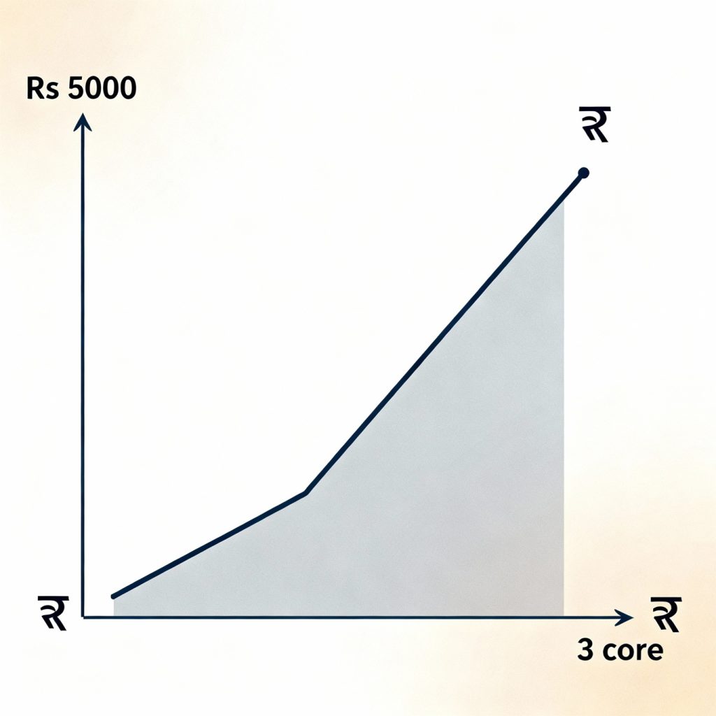 Building a corpus of Rs 3 crore (Rs 30 million) may seem like an ambitious financial goal, but with disciplined investing and the right strategy, it is entirely achievable for middle-class Indian investors. By investing just Rs 5,000 per month through Systematic Investment Plans (SIPs) in mutual funds, you can harness the power of compounding and rupee cost averaging to transform modest monthly contributions into substantial wealth over time. This comprehensive guide reveals proven investment strategies, optimal asset allocation recommendations, and actionable steps to help you reach this life-changing financial milestone in 2025 and beyond. Understanding the Power of Long-Term SIP Investments Systematic Investment Plans represent one of the most effective wealth creation tools available to Indian retail investors today. Unlike lump-sum investments that require significant capital upfront and expose investors to market timing risks, SIPs allow you to invest small amounts regularly—as little as Rs 500 to Rs 5,000 monthly—while automatically benefiting from two powerful financial principles: compounding and rupee cost averaging.​ Compounding works by generating returns not only on your principal investment but also on the accumulated returns from previous periods. This creates an exponential growth curve where your wealth accelerates dramatically over longer time horizons. For instance, if you invest Rs 5,000 monthly in mutual funds generating 12% annual returns, your investment grows to approximately Rs 17.6 lakh after 30 years, with total returns of Rs 15.8 lakh against your Rs 18 lakh investment. However, increase the expected returns to 15% annually, and the same Rs 5,000 monthly investment balloons to Rs 3.5 crore over 30 years—a staggering Rs 33.2 lakh in returns.​ Rupee cost averaging mitigates the impact of market volatility by automatically purchasing more mutual fund units when prices are low and fewer units when prices are high. This disciplined approach eliminates the anxiety of market timing and reduces your average cost per unit over time. Research shows that investors who maintain consistent SIPs through market cycles—both bull and bear markets—accumulate significantly more wealth than those who attempt to time market entries and exits.​ Comparison of investment strategies to reach Rs 3 crore target with Rs 5,000 monthly SIP Realistic Pathways to Rs 3 Crore with Rs 5,000 Monthly Investment Based on comprehensive calculations using historical mutual fund performance data and realistic return expectations, there are three primary pathways for investors starting with Rs 5,000 monthly SIP to reach the Rs 3 crore milestone.​ Regular SIP Strategy: Consistency Over Decades The regular SIP approach involves investing a fixed Rs 5,000 every month without increasing the contribution amount. This strategy succeeds through two primary scenarios: Scenario 1: 30 Years at 15% Annual Returns – By maintaining a consistent Rs 5,000 monthly SIP for 30 years with an expected annual return of 15%, you can accumulate approximately Rs 3.5 crore. Your total investment would be Rs 18 lakh, generating returns of Rs 33.2 lakh. This scenario requires investing early in your career—ideally starting in your late 20s or early 30s—to allow sufficient time for compounding to work its magic.​ Scenario 2: 35 Years at 12% Annual Returns – For more conservative investors expecting 12% returns, extending the investment period to 35 years generates a corpus of Rs 3.24 crore from the same Rs 5,000 monthly investment. While this requires even more patience, the 12% return assumption aligns with long-term equity mutual fund performance in India and provides a more realistic expectation during periods of market normalization.​ Step-Up SIP Strategy: Accelerated Wealth Creation The step-up or top-up SIP strategy offers a more aggressive and effective pathway to Rs 3 crore by systematically increasing your monthly investment amount in line with salary increments and career progression. This approach recognizes that your earning capacity typically grows 5-10% annually throughout your career, and your investments should scale proportionally.​​ How Step-Up SIPs Work – You begin with a base monthly investment (Rs 5,000 in this case) and automatically increase it by a fixed percentage each year—typically 10%. For example, your Rs 5,000 monthly SIP becomes Rs 5,500 in year two, Rs 6,050 in year three, and so forth. This incremental increase requires minimal lifestyle adjustment yet dramatically amplifies your wealth creation potential.​ Step-Up SIP Performance – Starting with Rs 5,000 monthly and increasing by 10% annually for 25 years at 15% returns generates approximately Rs 3.29 crore. Remarkably, your total investment would be Rs 59 lakh—significantly higher than the regular SIP approach—but the returns of Rs 27 lakh demonstrate superior wealth accumulation. Even with more conservative 12% returns, a 30-year step-up SIP starting at Rs 5,000 monthly creates a corpus of Rs 4.41 crore, far exceeding the Rs 3 crore target.​ Optimal Asset Allocation for Rs 5,000 Monthly Investment Successfully reaching Rs 3 crore requires not just consistent investing but strategic asset allocation across different mutual fund categories. Diversification across market capitalizations and fund types balances growth potential with risk management, ensuring your portfolio can weather market volatility while capturing upside opportunities.​ Recommended Portfolio Structure Financial experts suggest the following allocation strategy for Rs 5,000 monthly SIP investments targeting long-term wealth creation:​ Large Cap Equity Funds (Rs 1,500 – 30%) – Large cap funds invest primarily in India's top 100 companies by market capitalization, offering stability and consistent returns of 10-12% annually. These blue-chip investments provide portfolio stability during market downturns while delivering steady capital appreciation. Recommended funds include HDFC Top 100, ICICI Prudential Bluechip Fund, and Canara Robeco Large Cap Fund.​ Mid Cap Equity Funds (Rs 1,500 – 30%) – Mid cap funds target companies ranked 101-250 by market capitalization, offering higher growth potential with returns typically ranging from 12-15% annually. These companies represent the emerging leaders with expansion potential, balancing growth and stability. Consider Axis Midcap Fund, HDFC Mid-Cap Opportunities Fund, or Kotak Emerging Equity Fund.​ Small Cap / Flexi Cap Funds (Rs 1,000 – 20%) – Small cap funds invest in companies beyond the top 250, offering maximum growth potential with returns of 15-18% or higher, though with increased volatility. Flexi cap funds provide flexibility to invest across all market capitalizations based on market opportunities. Top performers include Nippon India Small Cap Fund, SBI Small Cap Fund, Parag Parikh Flexi Cap Fund, and PGIM India Flexi Cap Fund.​ ELSS Tax Saving Funds (Rs 500 – 10%) – Equity Linked Savings Schemes offer dual benefits of wealth creation and tax savings under Section 80C, allowing deductions up to Rs 1.5 lakh annually. With a mandatory three-year lock-in period—the shortest among 80C instruments—ELSS funds provide expected returns of 12-15% while reducing your tax liability significantly.​ Balanced/Hybrid Funds (Rs 500 – 10%) – Balanced advantage funds dynamically allocate between equity and debt based on market conditions, offering stability with moderate returns of 9-12% annually. These funds reduce portfolio volatility and provide cushion during market corrections.​ Investment Vehicles and Tax Benefits for Maximum Returns Understanding various investment options beyond equity mutual funds can enhance portfolio diversification and optimize tax efficiency, both crucial for achieving your Rs 3 crore goal.​ Equity Mutual Funds: Primary Wealth Creation Engine Equity mutual funds remain the cornerstone of wealth creation in India, historically delivering superior returns compared to fixed-income instruments. Over the past decade, Indian equity mutual funds have generated average returns of 12-20% annually, significantly outpacing inflation and other asset classes. Diversified equity funds investing across large, mid, and small cap stocks capture growth across the entire market spectrum while managing risk through professional fund management.​ ELSS Funds: Tax-Efficient Wealth Building ELSS mutual funds provide unique tax advantages that accelerate wealth accumulation. Investments qualify for deductions up to Rs 1.5 lakh under Section 80C of the Income Tax Act, 1961, potentially saving up to Rs 46,800 annually in taxes for investors in the highest tax bracket. Long-term capital gains (LTCG) from ELSS remain tax-free up to Rs 1.25 lakh annually, with gains exceeding this threshold taxed at just 12.5%—significantly lower than other income sources.​ National Pension System (NPS): Additional Tax Benefit While primarily a retirement-focused instrument, NPS offers an additional Rs 50,000 tax deduction under Section 80CCD(1B), beyond the Rs 1.5 lakh limit under Section 80C. This enables high-income earners to save taxes on up to Rs 2 lakh annually while building retirement corpus. NPS typically generates returns of 9-14% annually depending on equity allocation, though with lower liquidity compared to mutual funds.​ Public Provident Fund (PPF): Risk-Free Component For investors seeking guaranteed returns without market risk, PPF offers government-backed safety with current interest rates around 7.1% annually. The entire investment, interest earned, and maturity proceeds remain completely tax-free, making PPF ideal for the debt portion of a diversified portfolio. However, PPF's 15-year lock-in period limits flexibility compared to mutual funds.​ Alternative Investments: Gold and REITs Sophisticated investors can allocate small portions to alternative assets like Sovereign Gold Bonds (now discontinued but can be purchased on secondary market) or Real Estate Investment Trusts (REITs) for further diversification. Gold traditionally serves as an inflation hedge and portfolio stabilizer during equity market volatility, while REITs provide real estate exposure with regular income distribution.​ Risk Management and Investment Discipline Achieving Rs 3 crore requires not just choosing the right investments but maintaining disciplined behavior and robust risk management throughout your investment journey.​ Understanding Rupee Cost Averaging Benefits Rupee cost averaging—the automatic benefit of SIPs—transforms market volatility from a threat into an advantage. When markets decline and mutual fund NAVs drop, your fixed Rs 5,000 monthly investment purchases more units. Conversely, during market rallies when NAVs rise, you acquire fewer units with the same investment amount. Over time, this mechanism lowers your average cost per unit below the average market price, enhancing overall returns.​ Consider this example: An investor maintaining a Rs 10,000 monthly SIP over 12 months with NAV fluctuating between Rs 35 and Rs 65 accumulated 1,264.56 units at an average cost of Rs 47.45 per unit. Had the same Rs 1.2 lakh been invested as a lump sum when NAV was Rs 50, only 1,200 units would have been acquired—64 fewer units despite the higher average NAV of Rs 49.67 during the period. This difference compounds dramatically over 20-30 year investment horizons.​ Portfolio Diversification Principles Proper diversification mitigates unsystematic risk—the risk specific to individual companies or sectors—while maintaining exposure to market growth. Research on Indian stock portfolios demonstrates that diversifying across 15-20 stocks from different sectors significantly reduces portfolio volatility while maintaining expected returns. For mutual fund investors, this translates to investing across 3-5 different fund categories spanning various market capitalizations and investment styles.​ Avoid over-concentration in any single fund, sector, or market capitalization. Even if small cap funds delivered exceptional 30%+ returns recently, allocating your entire Rs 5,000 monthly investment to small caps exposes you to excessive volatility that could derail your long-term plan during market corrections. The recommended allocation strategy balances stability (large caps), growth (mid caps), and aggressive appreciation (small caps/flexi caps) to optimize risk-adjusted returns.​ The Emergency Fund: Essential Safety Net Before committing Rs 5,000 monthly to wealth creation through SIPs, establish an emergency fund equivalent to 3-6 months of essential expenses in highly liquid instruments like savings accounts, liquid mutual funds, or short-term fixed deposits. This financial cushion prevents forced liquidation of long-term investments during emergencies like job loss, medical crises, or urgent family needs.​ Without an emergency fund, investors often stop SIPs or prematurely redeem mutual funds during difficult periods—typically when markets are down—crystallizing losses and permanently derailing wealth creation plans. In November 2024, over 39 lakh SIPs were discontinued as investors panicked during market corrections—a catastrophic mistake that destroys the compounding benefit built over years.​ Annual Portfolio Rebalancing Strategy Market movements inevitably alter your original asset allocation over time. If small cap funds deliver exceptional returns while large caps underperform, your portfolio may become overweight in small caps, increasing risk beyond your comfort level. Annual rebalancing—systematically selling portions of outperformers and adding to underperformers—maintains your target allocation while enforcing the discipline of "selling high and buying low".​ Rebalance annually or when any asset class deviates by more than 5-10% from its target allocation. For example, if your target allocation is 30% large cap, 30% mid cap, 20% small cap, 10% ELSS, and 10% balanced funds, rebalance when any category exceeds 35% or falls below 25% of total portfolio value.​ Common Investment Mistakes to Avoid Understanding what not to do is as crucial as knowing the right strategies. These common pitfalls have derailed countless investors from reaching their financial goals.​ Stopping SIPs During Market Corrections The most devastating mistake investors make is discontinuing SIPs during market downturns out of fear or panic. When markets decline 20-30%, the natural emotional response is to stop investing to "avoid further losses." However, this is precisely when SIPs deliver maximum value through rupee cost averaging—purchasing more units at lower NAVs that generate substantial returns when markets recover. Maintain SIPs through all market conditions, and if possible, increase investment amounts during significant corrections to accelerate wealth accumulation.​ Investing Without Research or Due Diligence Blindly following stock tips from WhatsApp groups, social media "finfluencers," or friends without understanding the underlying investment represents a recipe for disaster. Over 60% of Indian retail investors base decisions on hearsay rather than fundamental analysis, according to SEBI surveys. Before investing in any mutual fund, examine its historical performance, fund manager track record, investment philosophy, expense ratio, and portfolio composition. Alternatively, consult certified financial advisors who can provide personalized guidance aligned with your risk profile and goals.​ Chasing Recent Performance and FOMO Investing heavily in last year's top performers—whether specific funds, sectors, or asset classes—rarely translates to future success. Markets are cyclical; yesterday's winners often become tomorrow's underperformers as market conditions change. Fear of missing out (FOMO) drives investors to buy at market peaks when valuations are stretched, setting up significant losses during inevitable corrections. Stick to your predetermined allocation strategy rather than chasing hot trends or "momentum" investments.​ Lack of Patience and Short-Term Thinking Expecting ten-fold returns within months or even a few years represents unrealistic expectations that lead to disappointment and premature exit from excellent long-term investments. Wealth creation through SIPs requires patience measured in decades, not months. Even the best equity mutual funds experience periods of underperformance lasting 1-2 years before delivering exceptional returns over 5-10 year horizons. Evaluate investment performance only after minimum 3-5 year periods, ignoring short-term volatility.​ Emotional Decision-Making Letting fear and greed dictate investment decisions destroys wealth systematically. Panic-selling during market crashes crystallizes losses, while greed-driven buying during euphoric rallies exposes you to overvalued assets. Successful investing requires emotional discipline—maintaining predetermined strategies regardless of market sentiment. Automate your SIPs to remove emotional decision-making from the process entirely.​ Neglecting Tax Planning Failing to optimize tax efficiency through instruments like ELSS funds costs investors significant amounts that could otherwise compound into wealth. An investor in the 30% tax bracket can save Rs 46,800 annually by maximizing the Rs 1.5 lakh Section 80C deduction through ELSS, plus an additional Rs 15,000 by utilizing the Rs 50,000 Section 80CCD(1B) deduction through NPS. Over 30 years, these tax savings reinvested through SIPs add lakhs to your final corpus.​ Actionable Implementation Strategy Translating these principles into practice requires systematic execution and ongoing commitment. Follow this step-by-step implementation roadmap to begin your journey toward Rs 3 crore.​ Step 1: Complete Your KYC Documentation All mutual fund investments in India require one-time Know Your Customer (KYC) compliance. Complete your KYC through any Asset Management Company (AMC), authorized mutual fund distributor, or digital investment platforms like Groww, Zerodha Coin, or ET Money. Submit PAN card, Aadhaar card, address proof, and a passport-sized photograph to complete the process.​ Step 2: Choose Your Investment Platform Select between direct mutual fund investment (no distributor commission, lower expense ratios, higher returns) or regular mutual fund investment (with distributor/advisor support). Digital platforms offer convenience, while traditional distributors provide personalized guidance, particularly valuable for beginners. Popular platforms include Groww, Paytm Money, HDFC Securities, ICICI Direct, and Zerodha Coin.​ Step 3: Determine Your Asset Allocation Based on your age, risk tolerance, and investment horizon, decide your allocation across large cap, mid cap, small cap, ELSS, and balanced funds using the recommended 30-30-20-10-10 allocation or a personalized variation suited to your risk profile. Younger investors (age 25-35) can afford higher small cap/mid cap exposure (50-60% combined), while older investors (age 40-50) should emphasize large cap and balanced funds for stability (60-70% combined).​ Step 4: Select Specific Funds Research and select 4-6 specific mutual funds across your chosen categories. Evaluate funds based on consistent long-term performance (5-10 year returns), experienced fund managers, reasonable expense ratios (preferably under 1% for direct plans), and investment philosophy aligned with your goals. Refer to independent research platforms like Value Research Online, Morningstar India, or ET Money for comprehensive fund analysis and comparisons.​ Step 5: Set Up Automated SIP Mandates Enable automatic monthly SIP deductions from your bank account on a fixed date (typically 1st, 5th, 10th, or 15th of each month). Automation ensures investment consistency regardless of market conditions, work pressures, or personal circumstances. Most platforms allow you to set up mandates through net banking or by submitting a one-time NACH (National Automated Clearing House) form.​ Step 6: Implement Step-Up SIP Increases If following the step-up strategy, set annual reminders to increase your SIP amount by 10% or enable automatic step-up features offered by several platforms. Schedule these increases to coincide with salary increments (typically April or January) to ensure increases feel financially manageable rather than burdensome.​ Step 7: Monitor Quarterly, Rebalance Annually Review portfolio performance quarterly to ensure funds continue meeting expectations, but avoid making frequent changes based on short-term performance. Conduct comprehensive annual reviews to rebalance asset allocation back to target percentages, consult with financial advisors if necessary, and assess whether your investment strategy remains aligned with evolving financial goals and risk tolerance.​ Step 8: Resist the Urge to Time the Market During market corrections, bull runs, or periods of volatility, maintain disciplined SIP continuation regardless of market sentiment or news headlines. Historical data unequivocally demonstrates that investors who maintain SIPs through complete market cycles significantly outperform those attempting to time entries and exits based on market predictions.​ Expected Investment Journey Timeline Understanding what to expect at different milestones helps maintain motivation and perspective throughout your multi-decade wealth creation journey. Here's a realistic timeline for reaching Rs 3 crore with Rs 5,000 monthly SIP at 12-15% returns: Years 1-5: Foundation Building – Your corpus grows slowly, reaching Rs 3.5-4.5 lakh. Returns appear modest, and many investors feel discouraged. However, this period establishes critical investment discipline and accumulates units that will generate substantial returns in later phases.​ Years 6-10: Acceleration Begins – Compounding becomes visible as your corpus reaches Rs 10-14 lakh. Returns start matching or exceeding your contributions, demonstrating the power of long-term investing. This milestone often convinces investors to increase SIP amounts or transition to step-up strategies.​ Years 11-20: Exponential Growth – Compounding dominates as your portfolio reaches Rs 30-50 lakh with regular SIP or Rs 50-75 lakh with step-up SIP. Annual returns often exceed your total annual contributions, providing psychological reinforcement to continue the strategy.​ Years 21-30: Milestone Achievement – The final decade delivers explosive growth as compounding reaches full maturity. Your corpus accelerates from Rs 50 lakh to Rs 1.5-2 crore (years 20-25) and ultimately reaches the Rs 3-3.5 crore target (years 25-30) with regular or step-up strategies.​ Years 31-35: Wealth Consolidation – For those with 35-year horizons, continued investment and compounding push corpus beyond Rs 3-7 crore depending on strategy and returns, providing substantial retirement security and legacy wealth.​ Adjusting Strategy for Different Life Stages Your optimal investment approach evolves as you progress through different career and life stages. Customize the basic framework to match your current situation: Early Career (Age 25-30) – Maximum time horizon allows aggressive allocation: 40% mid/small cap funds, 30% flexi cap, 20% large cap, 10% ELSS. Consider starting with lower amounts (Rs 3,000-4,000) and implementing aggressive 15-20% annual step-ups as salary grows rapidly during early career progression.​ Mid Career (Age 31-40) – Balance growth and stability: 30% large cap, 30% mid cap, 20% small/flexi cap, 10% ELSS, 10% balanced funds. Focus on maximizing SIP amounts (Rs 5,000-10,000 monthly) and implementing 10% annual step-ups aligned with consistent salary increments.​ Late Career (Age 41-50) – Emphasize stability while maintaining growth: 40% large cap, 25% mid cap, 15% flexi cap, 10% ELSS, 10% balanced funds. Prioritize maximizing contributions (Rs 10,000-20,000 monthly) over aggressive allocation as shorter time horizon reduces ability to recover from market downturns.​ Pre-Retirement (Age 51-60) – Transition toward capital preservation: 50% large cap, 20% balanced funds, 15% debt funds, 10% ELSS, 5% mid cap. Continue SIPs but begin planning systematic withdrawal strategies for retirement, consulting financial planners for optimal drawdown approaches.​ Conclusion Building a Rs 3 crore corpus from just Rs 5,000 monthly investments represents not only a realistic goal but an attainable milestone for disciplined investors willing to commit to long-term wealth creation strategies. The combination of systematic SIP investing, intelligent asset allocation across market capitalizations, tax-efficient instruments like ELSS funds, and the mathematical certainty of compounding over 25-35 years transforms modest monthly contributions into life-changing wealth. The choice between regular SIP (30-35 years) and step-up SIP (25-30 years) depends on your current age, income trajectory, and risk tolerance, but both pathways lead to the same destination: financial freedom and security. Remember that achieving Rs 3 crore requires unwavering discipline through market cycles—maintaining SIPs during frightening corrections, resisting the temptation to chase hot trends, rebalancing annually to manage risk, and trusting the process even when progress feels slow. Start today, regardless of market conditions, because every month delayed represents lost compounding opportunity that can never be recovered. Automate your investments, educate yourself continuously about financial planning principles, seek professional guidance when needed, and most importantly, remain patient. The wealth you build through these strategies will not only secure your retirement but potentially create multi-generational prosperity for your family. Your journey to Rs 3 crore begins with the decision to invest your first Rs 5,000 this month—make that commitment today and witness the extraordinary power of disciplined long-term investing transform your financial future.