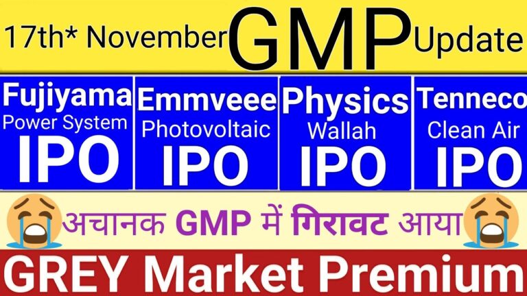 All IPO GMP Today: Capillary Technologies, Fujiyama Power Systems, PhysicsWallah, Emmvee Photovoltaic, and Tenneco Clean Air IPO Latest Updates | November 17, 2025 Investors across India buzz with excitement as the stock market delivers a flurry of initial public offerings (IPOs) this November. On November 17, 2025, the grey market premium (GMP) landscape offers crucial insights into potential listing gains for several high-profile IPOs. From edtech giant PhysicsWallah to renewable energy player Emmvee Photovoltaic and automotive innovator Tenneco Clean Air, these offerings span diverse sectors like technology, power systems, education, solar energy, and clean mobility. This comprehensive guide dives deep into the latest GMP trends, subscription statuses, key dates, and strategic advice to help you navigate these opportunities. Whether you're a seasoned trader eyeing quick flips or a long-term investor seeking growth stories, understanding today's IPO GMP unlocks smarter decisions in a volatile market.