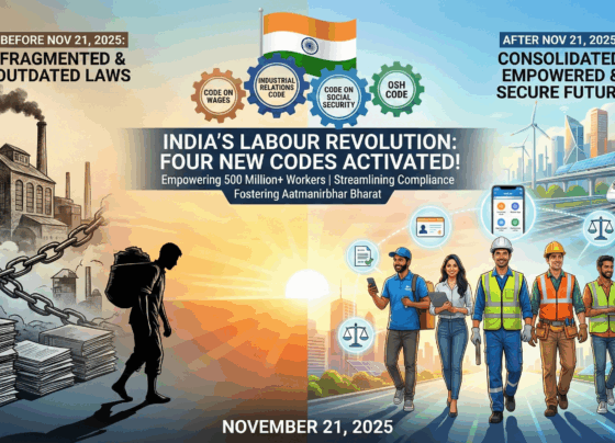 India's Labour Codes 2025: Revolutionizing Worker Rights with Enhanced Wages, Safety, and Social Security Nationwide In a bold stride toward building a self-reliant India, the government activates four transformative Labour Codes on November 21, 2025. These codes—the Code on Wages 2019, Industrial Relations Code 2020, Code on Social Security 2020, and Occupational Safety, Health and Working Conditions Code 2020—consolidate 29 outdated laws into a modern framework. Workers across sectors gain stronger protections, fairer pay, and comprehensive welfare, while businesses enjoy streamlined compliance. This overhaul aligns India's workforce with global standards, fosters job creation, and empowers millions in the gig economy, manufacturing, and beyond. As Aatmanirbhar Bharat gains momentum, these reforms promise a resilient economy where every laborer thrives. Streamlining India's Labour Ecosystem: From Colonial-Era Hurdles to Modern Empowerment India's labor landscape has long grappled with relics from the 1930s and 1950s, when factories hummed under British rule and the post-independence economy focused on basic industrialization. Back then, lawmakers drafted 29 fragmented Central laws to regulate wages, disputes, safety, and security. These rules, though well-intentioned, became tangled webs of bureaucracy. Employers faced endless registrations and returns, while workers navigated unclear rights in a world of informal jobs and gig platforms. Compliance costs soared, stifling small businesses and leaving vast swaths of the workforce—over 90% in the unorganized sector—without basic safeguards. The government now sweeps away this clutter. By enforcing the four Labour Codes, officials merge these disparate laws into cohesive structures that adapt to today's digital gigs, remote work, and export booms. Imagine a factory owner in Gujarat no longer juggling multiple licenses; instead, a single pan-India registration suffices. Or a delivery rider in Bengaluru accessing portable provident funds seamlessly. This shift not only cuts red tape by 70% but also injects transparency and trust into employer-employee bonds. Experts hail this as a game-changer for India's 500 million-plus workforce. The International Labour Organization (ILO) praises the alignment with Convention 155 on occupational safety, positioning India as a leader in emerging markets. Businesses report potential savings of billions in compliance, freeing capital for hiring and innovation. For workers, the payoff is immediate: mandatory appointment letters end verbal job promises, ensuring documented security from day one. Key Transformations: Before and After the Labour Codes Implementation