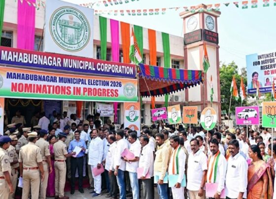 Mahabubnagar Municipal Elections 2026: Intense Nomination Battle Heats Up as Candidates Vie for Mayor's Chair in Telangana's Rising Corporation Mahabubnagar, a bustling district headquarters in Telangana, India, pulses with political energy as the 2026 municipal elections unfold. Residents and aspirants alike gather at the corporation office, where the air buzzes with anticipation. Candidates file nominations in droves, marking the final push before polling on February 11, 2026, and vote counting on February 13. This year, the stakes soar high, especially for the inaugural mayor's position in the newly upgraded Mahabubnagar Municipal Corporation. With 60 divisions at play, major parties like Congress, Bharat Rashtra Samithi (BRS), and Bharatiya Janata Party (BJP) lock horns in a fierce contest. Nominations, running from January 28 to 30, see a surge today, the last day, as hopefuls finalize their bids. This election not only tests party strengths but also highlights local issues like urban development, water supply, and infrastructure in this rapidly growing region