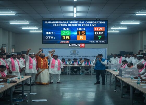 Elected Member name Party Result Status 1 1 UR(W) KARANTOTH DEVLI INC Elected 2 2 UR(G) PEDDAGOLLA NARSIMULU IND Elected 3 3 UR(W) MAMATHA GUMALA INC Elected 4 4 UR(G) ANUPA ANJANEYULU INC Elected 5 5 SC(W) BYAGARI LALITHA INC Elected 6 6 SC(G) ANUPATI RAMASWAMY INC Elected 7 7 UR(W) KURVA MANJULA IND Elected 8 8 UR(W) SARASWATHI BRS Elected 9 9 SC(W) J N HYNDHAVI BRS Elected 10 10 SC(G) T Ramesh Babu INC Elected 11 11 UR(G) Surender Reddy Marepally INC Elected 12 12 UR(G) K Sathya Narayana BRS Elected 13 13 BC(G) SHABHANA BEGUM INC Elected 14 14 BC(G) M.D IMRAN SHAREEF AIMIM Elected 15 15 ST(G) MUDAVATH RAMESH BRS Elected 16 16 ST(W) Meera Bhai BRS Elected 17 17 UR(W) Naseem Begum BRS Elected 18 18 SC(G) Ningamadri Madhumohan BRS Elected 19 19 UR(W) Thirumala Srilatha INC Elected 20 20 UR(G) K KIRAN KUMAR REDDY BJP Elected 21 21 UR(G) GUNDA SANTHOSH BJP Elected 22 22 UR(W) M JYOTHI BJP Elected 23 23 UR(W) BHEESAM VARALAXMI INC Elected 24 24 UR(W) G RADHA GUMUDALA INC Elected 25 25 UR(G) SHAIRI RATHANGA PANDU REDDY BJP Elected 26 26 BC(G) CHENNAMGARI NAVAKANTH BRS Elected 27 27 BC(W) ATHAR HABEEBA INC Elected 28 28 BC(W) NASREEN BRS Elected 29 29 BC(W) AAISHA SIDDIQA INC Elected 30 30 BC(W) G LAXMI DEVI INC Elected 31 31 BC(W) BINGI VENNELA IND Elected 32 32 BC(G) KAMARTHI ESWHARAIAH BRS Elected 33 33 BC(W) RAJAMURI JYOTHI BRS Elected 34 34 BC(G) SHAHENAAZ BEGUM AIMIM Elected 35 36 BC(G) SADURLA SHEKHAR INC Elected 36 37 UR(W) N SRI LEKHA BJP Elected 37 38 BC(G) YADAIAH BJP Elected 38 39 BC(W) HAJEERA BEGUM INC Elected 39 40 BC(G) CB SREE POOJITHA INC Elected 40 41 BC(W) ANCHON PALLY LAKSHMI BRS Elected 41 42 UR(G) J KISHOR KUMAR BRS Elected 42 43 UR(W) B VANI SREE INC Elected 43 44 UR(G) Pulla Vittal Reddy INC Elected 44 45 UR(G) SALMAN SHAREEF MOHAMMED IND Elected 45 46 BC(W) KANEES SULTHANA INC Elected 46 47 BC(W) HALEEMA TASNIM INC Elected 47 48 UR(W) VISLAVATH SUVARNA INC Elected 48 49 UR(G) A.Prasanna INC Elected 49 50 BC(G) Mohammed Abdul Rasheed Mohammed AIMIM Elected 50 51 BC(W) Momeena Sultana INC Elected 51 52 UR(G) K sharath Babu konduri BRS Elected 52 54 BC(G) Farhath begum BRS Elected 53 55 UR(W) MANGI ANURADHA INC Elected 54 56 UR(W) K SUVARNA BJP Elected 55 57 UR(G) MP PRAVEEN KUMAR INC Elected 56 58 UR(W) B. Rama Devi INC Unanimous 57 59 BC(G) Mohd Taher Pasha INC Elected 58 60 UR(G) Umerzabiullah kothwal INC Elected