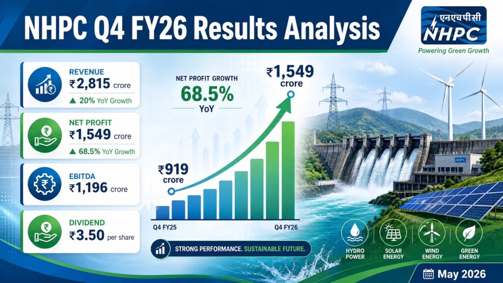 The National Hydroelectric Power Corporation (NHPC), India's premier state-owned hydropower enterprise, recently announced its fourth quarter financial results for the fiscal year 2025-26, marking a significant milestone in the company's operational and financial trajectory. The announcement revealed impressive profit growth figures that captured market attention, yet a deeper examination of the underlying financial metrics reveals a more nuanced story about operational efficiency, tax benefits, and strategic positioning within India's evolving energy landscape. This comprehensive analysis delves into NHPC's Q4 FY26 performance, examining revenue dynamics, operating profitability, the impact of tax adjustments, dividend strategy, and the company's broader role in India's renewable energy transition. Revenue Expansion: Sustained Growth Momentum in Power Generation NHPC demonstrated robust revenue growth in the fourth quarter of FY26, reporting operational revenues of ₹2,815 crore, representing a substantial 20% year-on-year increase compared to ₹2,346 crore in the corresponding quarter