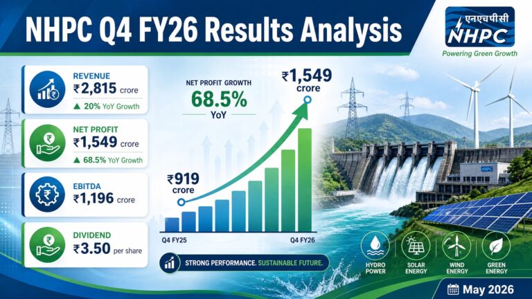The National Hydroelectric Power Corporation (NHPC), India's premier state-owned hydropower enterprise, recently announced its fourth quarter financial results for the fiscal year 2025-26, marking a significant milestone in the company's operational and financial trajectory. The announcement revealed impressive profit growth figures that captured market attention, yet a deeper examination of the underlying financial metrics reveals a more nuanced story about operational efficiency, tax benefits, and strategic positioning within India's evolving energy landscape. This comprehensive analysis delves into NHPC's Q4 FY26 performance, examining revenue dynamics, operating profitability, the impact of tax adjustments, dividend strategy, and the company's broader role in India's renewable energy transition. Revenue Expansion: Sustained Growth Momentum in Power Generation NHPC demonstrated robust revenue growth in the fourth quarter of FY26, reporting operational revenues of ₹2,815 crore, representing a substantial 20% year-on-year increase compared to ₹2,346 crore in the corresponding quarter