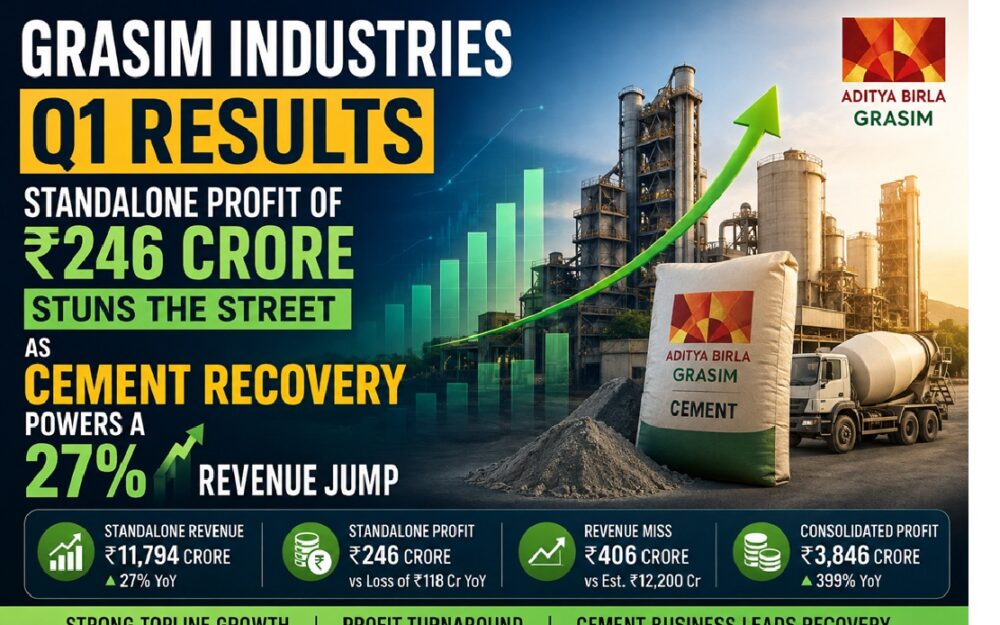 Grasim Industries Q1 Results: Profit of ₹246 Crore Stuns as Cement Recovery Powers a 27% Revenue Jump