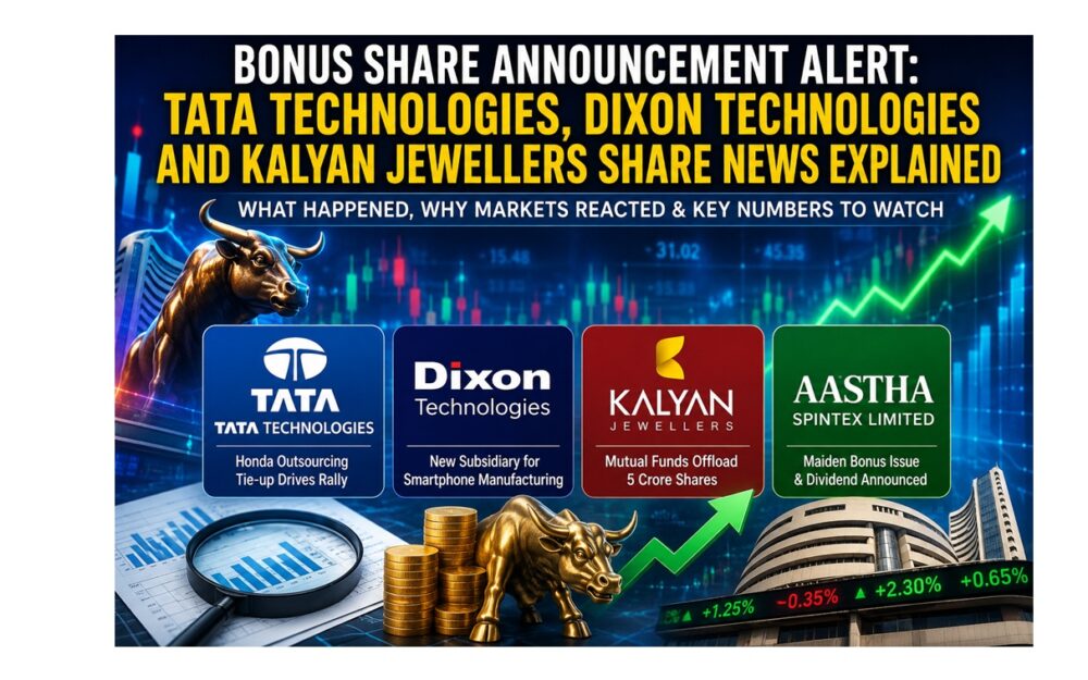 Tata Technologies, Dixon Technologies and Kalyan Jewellers Bonus Share Announcement Alert